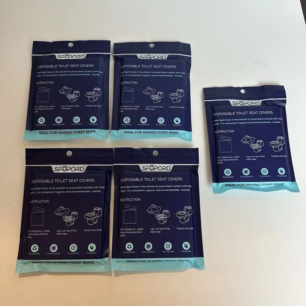 SFOPORD 100 Pieces Toilet Seat Covers Disposable Flushable Travel Public Bathroo